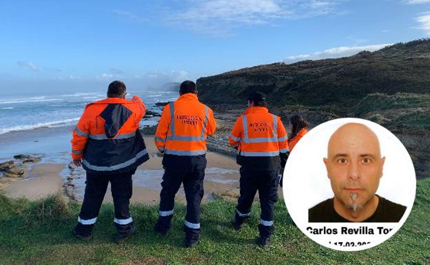 Un amplio dispositivo de rescate, con dos helicópteros y una veintena de efectivos por tierra, buscan desde ayer por la tarde a un hombre desaparecido en la zona de la costa de Liencres (Piélagos).Se trata de Carlos Revilla Gómez, vecino de Villaescusa de 46 años de edad y cuyo coche apareció aparcado en el entorno de la playa del Madero después de que su mujer denunciara su desaparición.