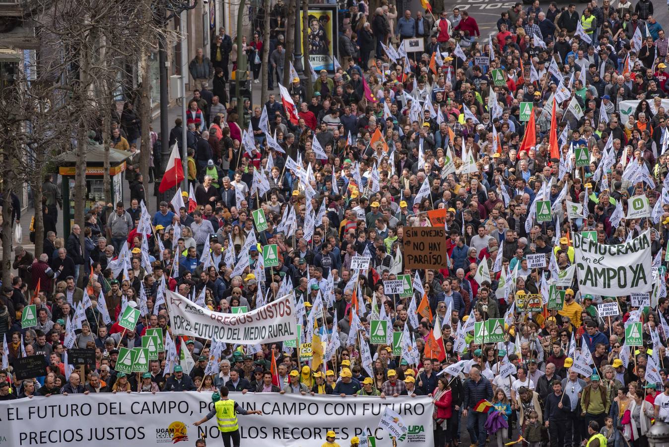 Miles de agricultores y ganaderos salen a las calles de la capital cántabra para defender «unos precios razonables» en sus productos y poder mantenerse en el sector