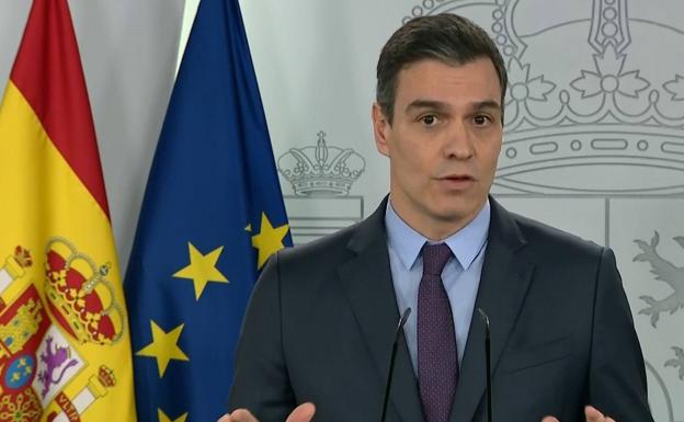 Pedro Sánchez, durante su comparecencia. 