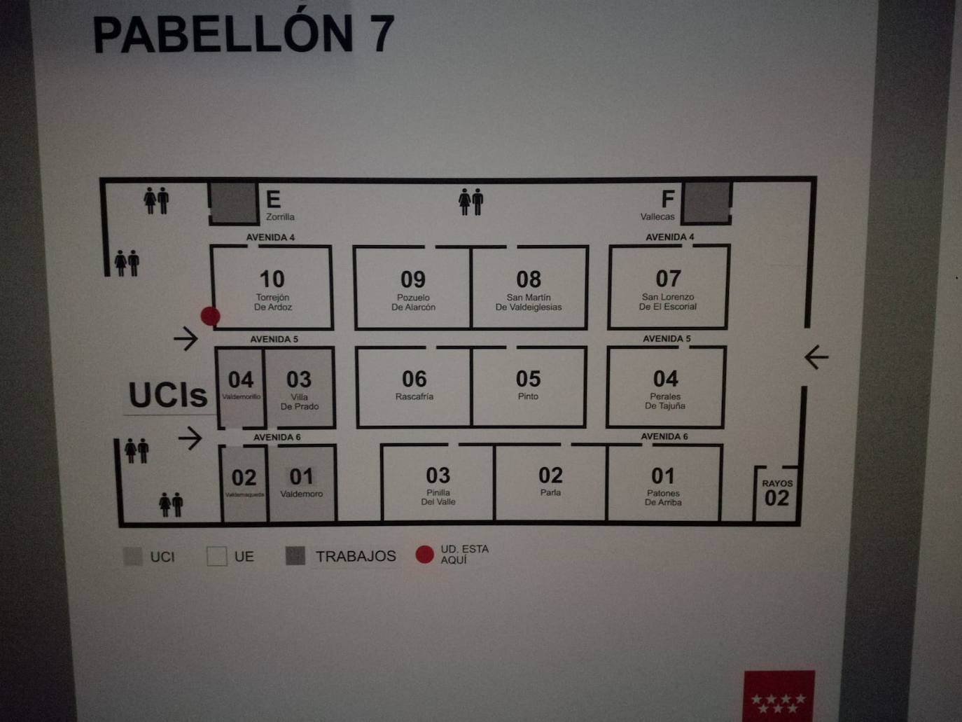 Plano del pabllón 7 del hospital de Ifema. 