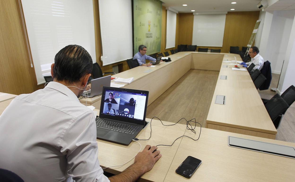 Imagen del pleno telemático celebrado hoy en Torrelavega.