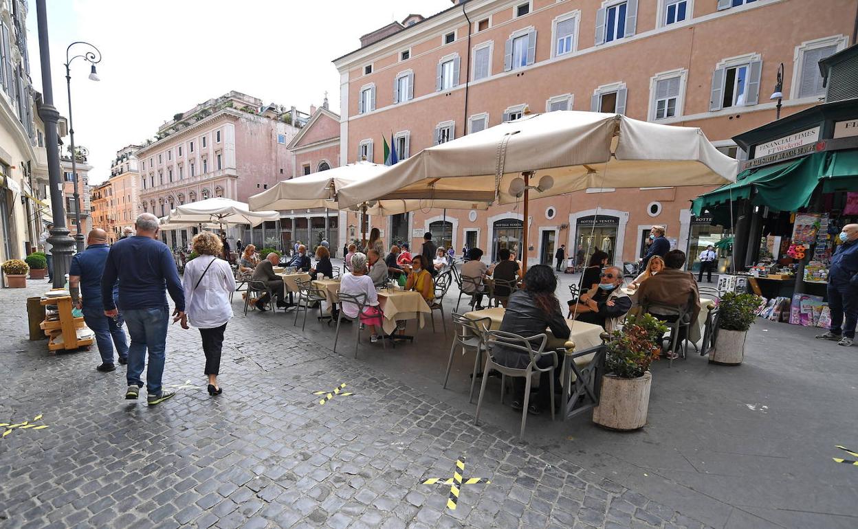 Una terraza en Roma.