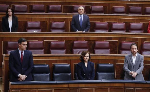 Sánchez, Calvo e Iglesias, el pasado miércoles en el Congreso. 