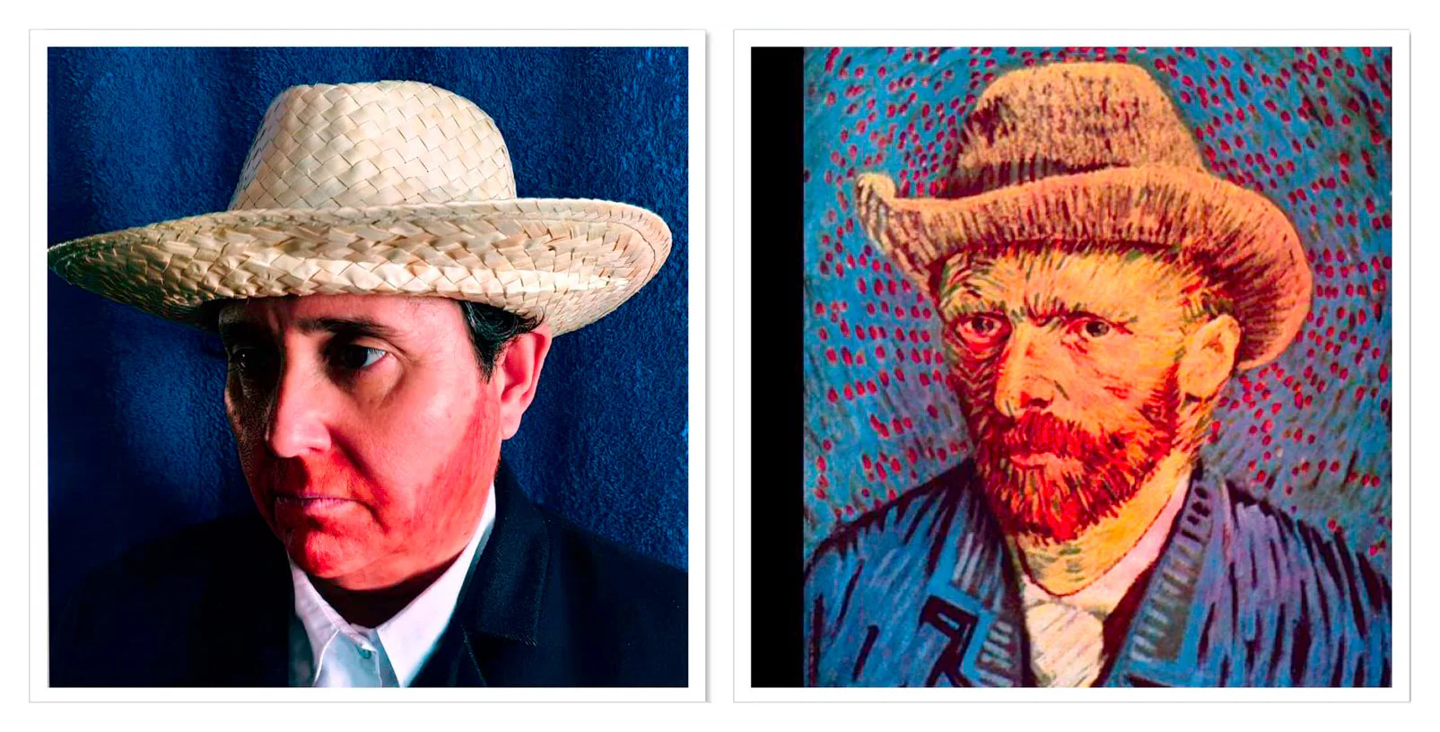 Título del cuadro: ‘Autorretrato con sombrero de fieltro’. Autor/a: Vincent van Gogh. Pintado: 1887-1888. Maestro/a imitador: Conchi Allica, Maestra de Primaria.