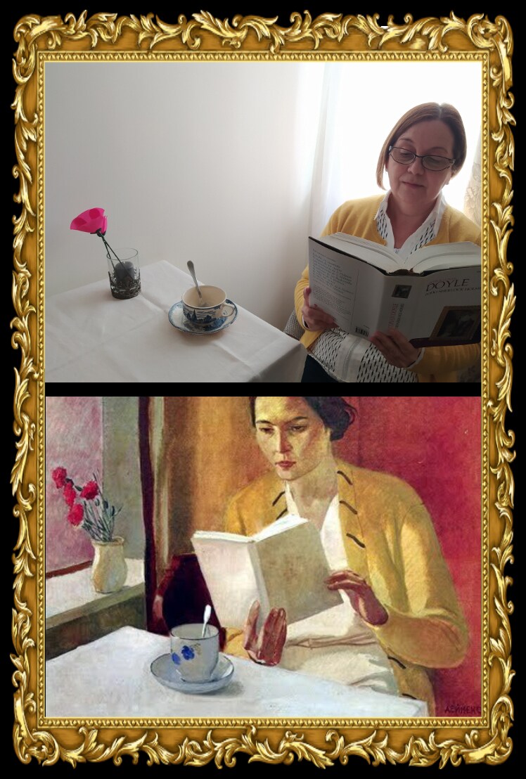 Título del cuadro/fotografía: ‘Muchacha con un libro’. Autor/a: Alexandr Deineka. Pintado: 1934. Maestro/a imitador: Olga Crespo, Maestra de Infantil.