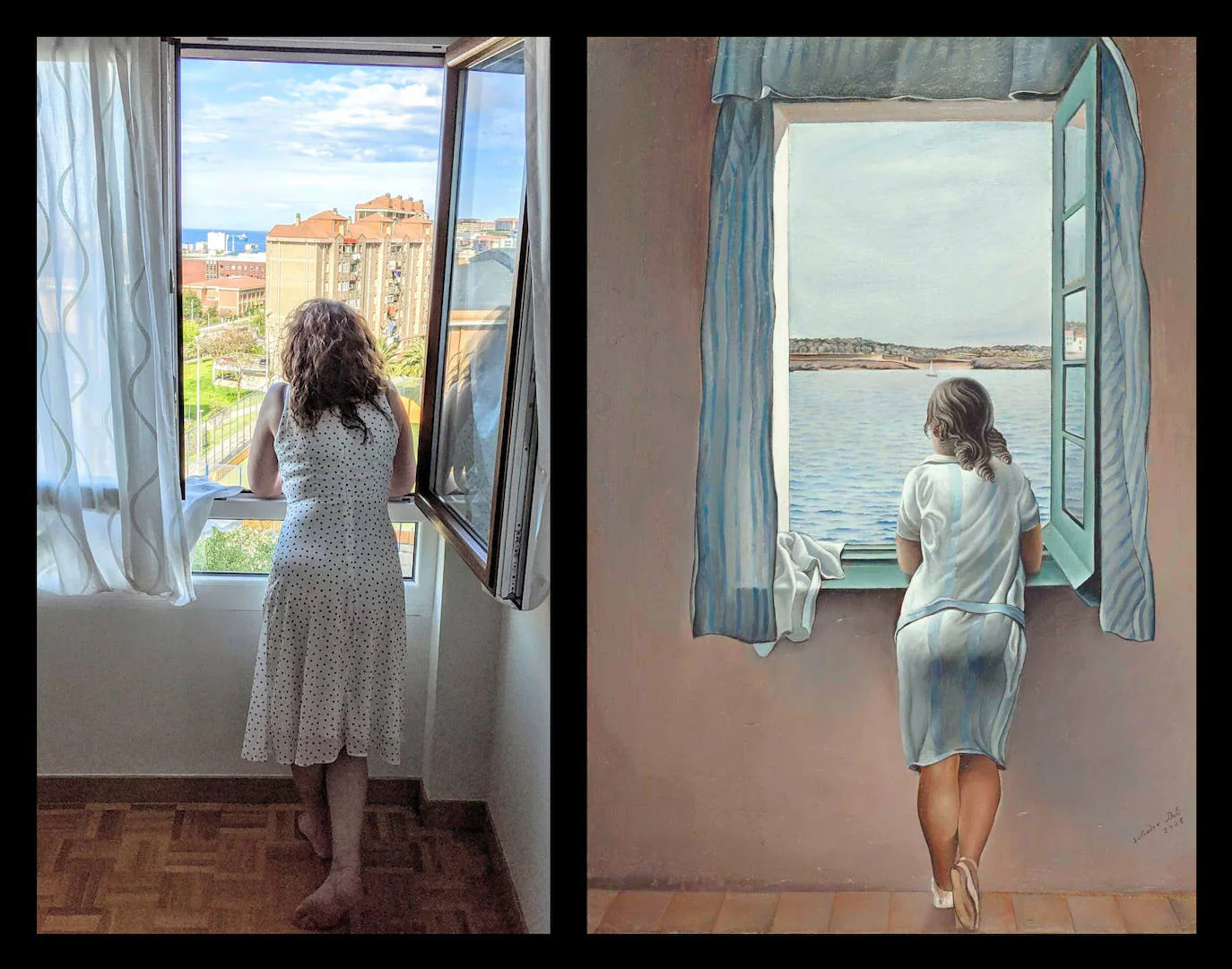 Título del cuadro: ‘Figura en una ventana’. Autor/a: Salvador Dalí. Pintado: 1925. Maestro/a imitador: Magdalena Sierra, Maestra de Primaria.