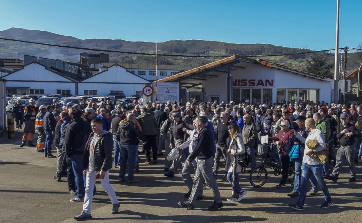 Protesta de los trabajadores de Nissan en Los Corrales, en una imagen de archivo. 