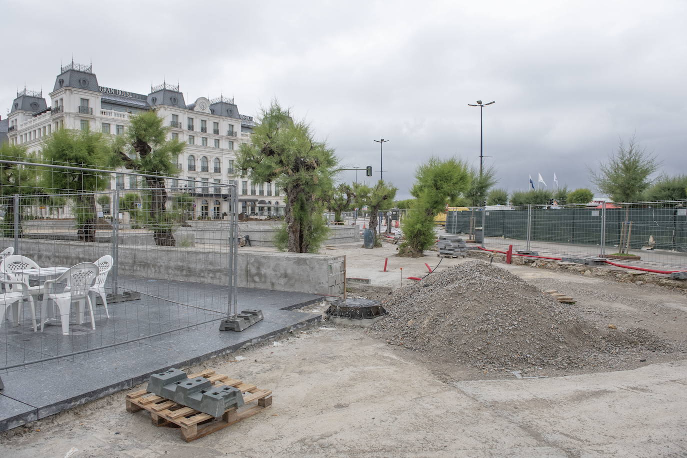 La plaza de Italia durante las obras de renovación. 