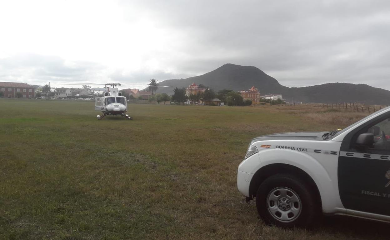 El helicóptero ha trasladado el cadáver del hombre hasta una zona próxima al penal de El Dueso.