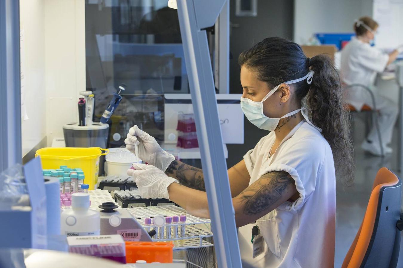 El laboratorio de Microbiología realiza más de 1.500 PCR diarias en busca del patógeno, oculto en un 6% de las pruebas.