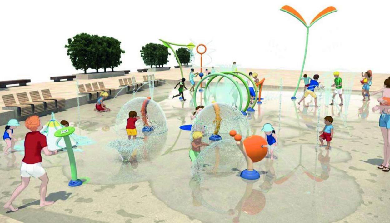 Recreación gráfica del proyecto del parque del agua que se pretende instalar en la plaza de La Llama.