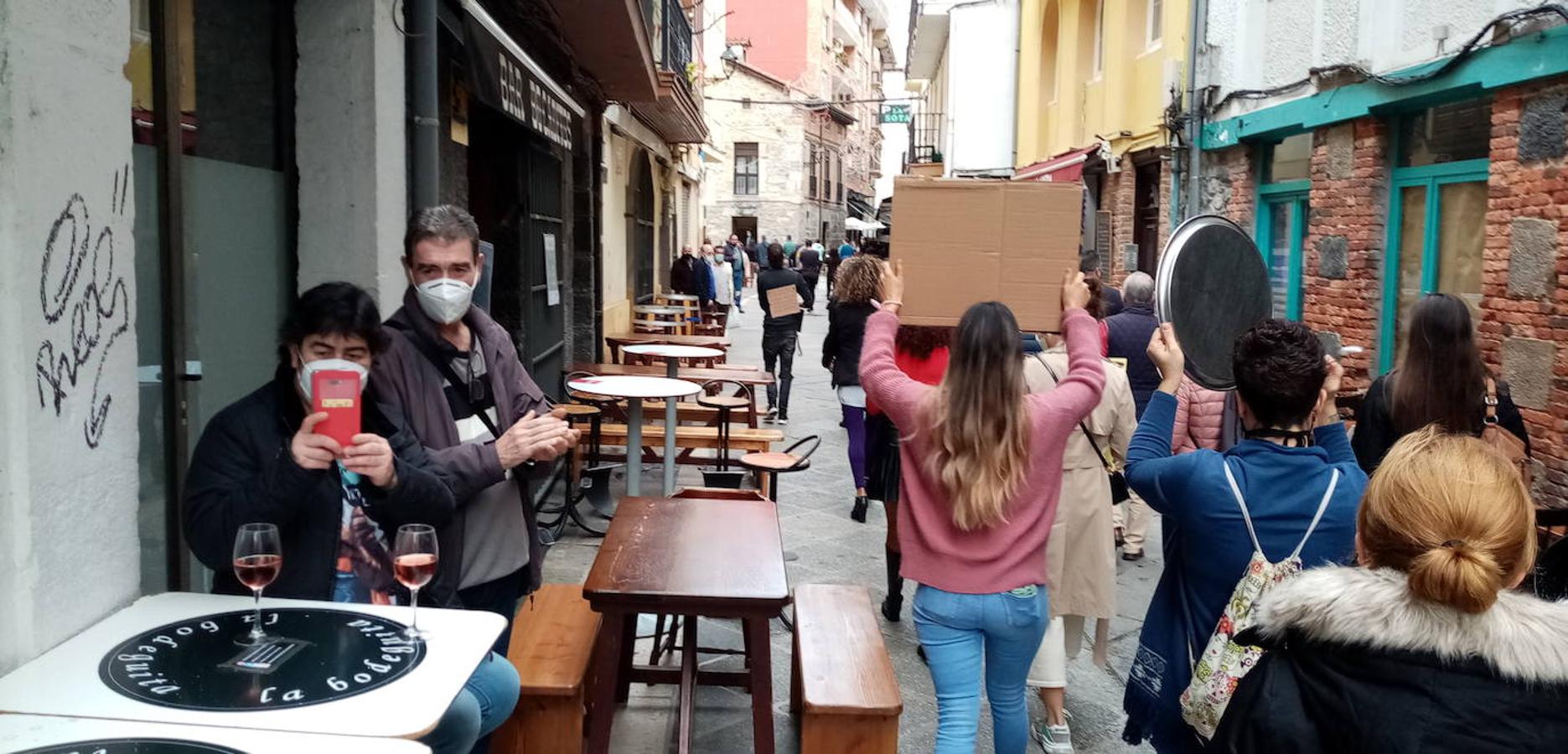 Comerciantes, hosteleros y otros empresarios, durante la movilización