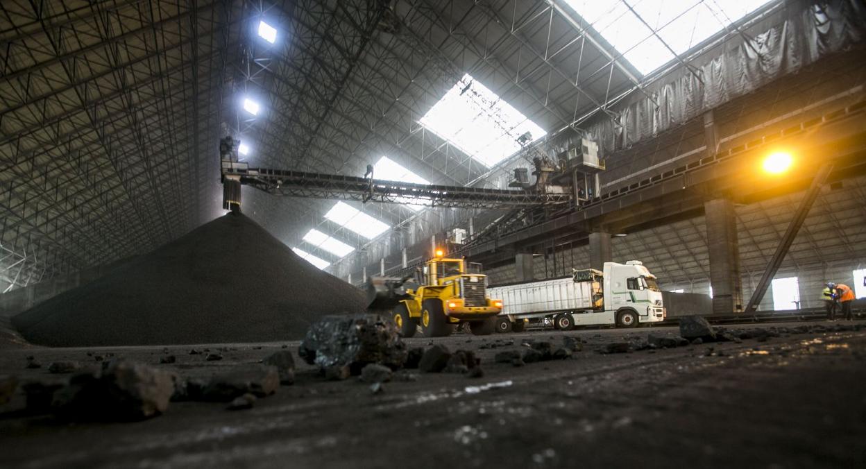 Interior de la terminal de carbón propiedad de Noatum en el Puerto de Santander, a finales de 2015. 