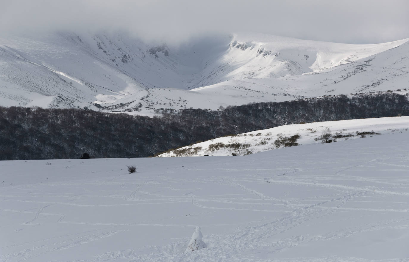 Mayores y niños han disfrutado este viernes de la intensa nevada caía den Palombera 