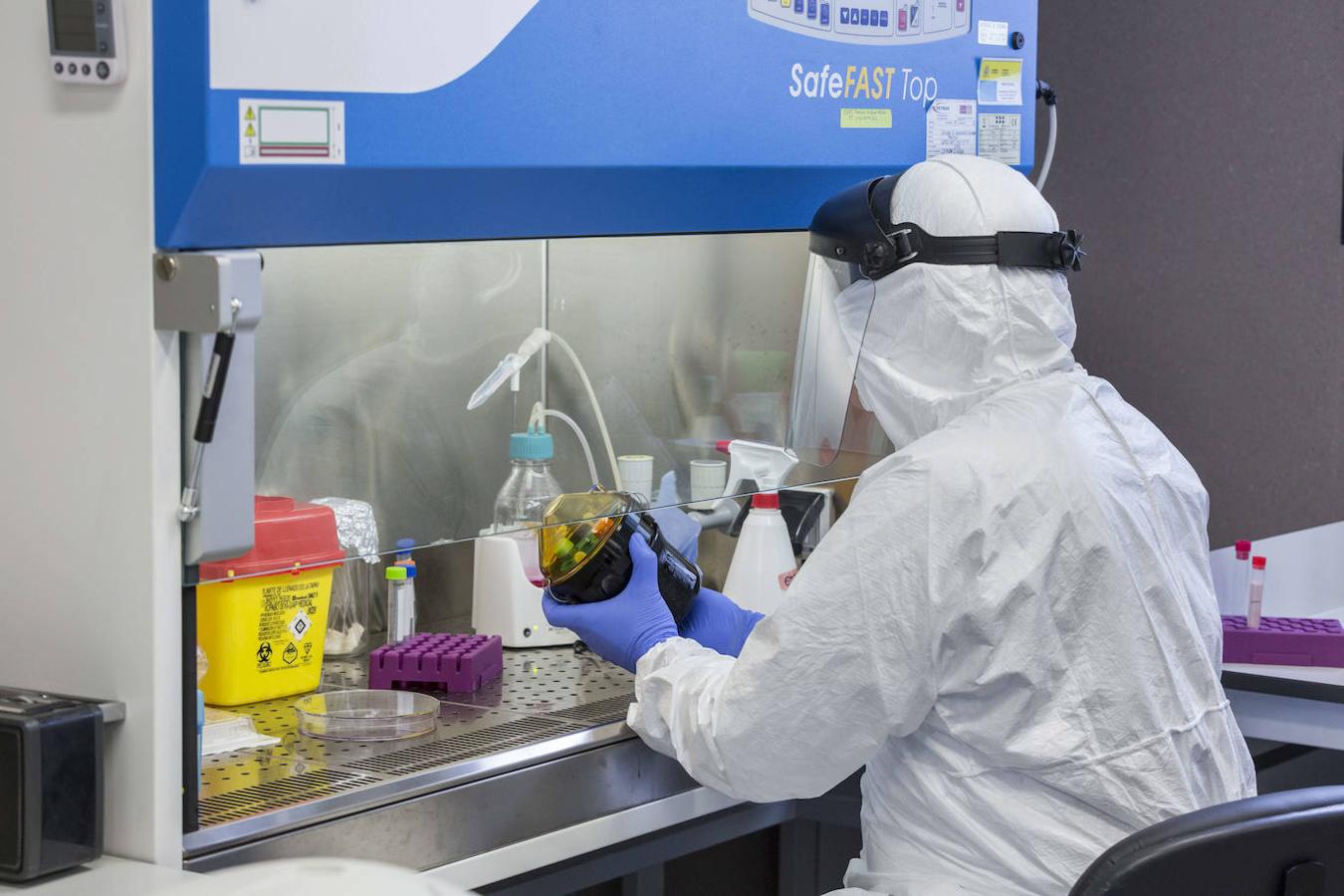 En este espacio de contención biológica los protocolos de seguridad son muy estrictos