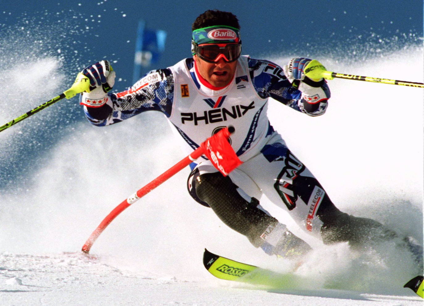 Campeonato del Mundo de Esquí 1996: Alberto Tomba en un momento de la prueba de slalom gigante