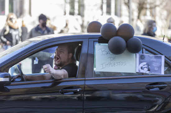 Autónomos del sector primario, del transporte y de organización de eventos durante la protesta de este miércoles