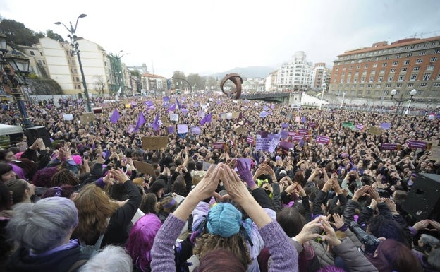 Manifestación del 8-M del año pasado en las calles de Bilbao. 