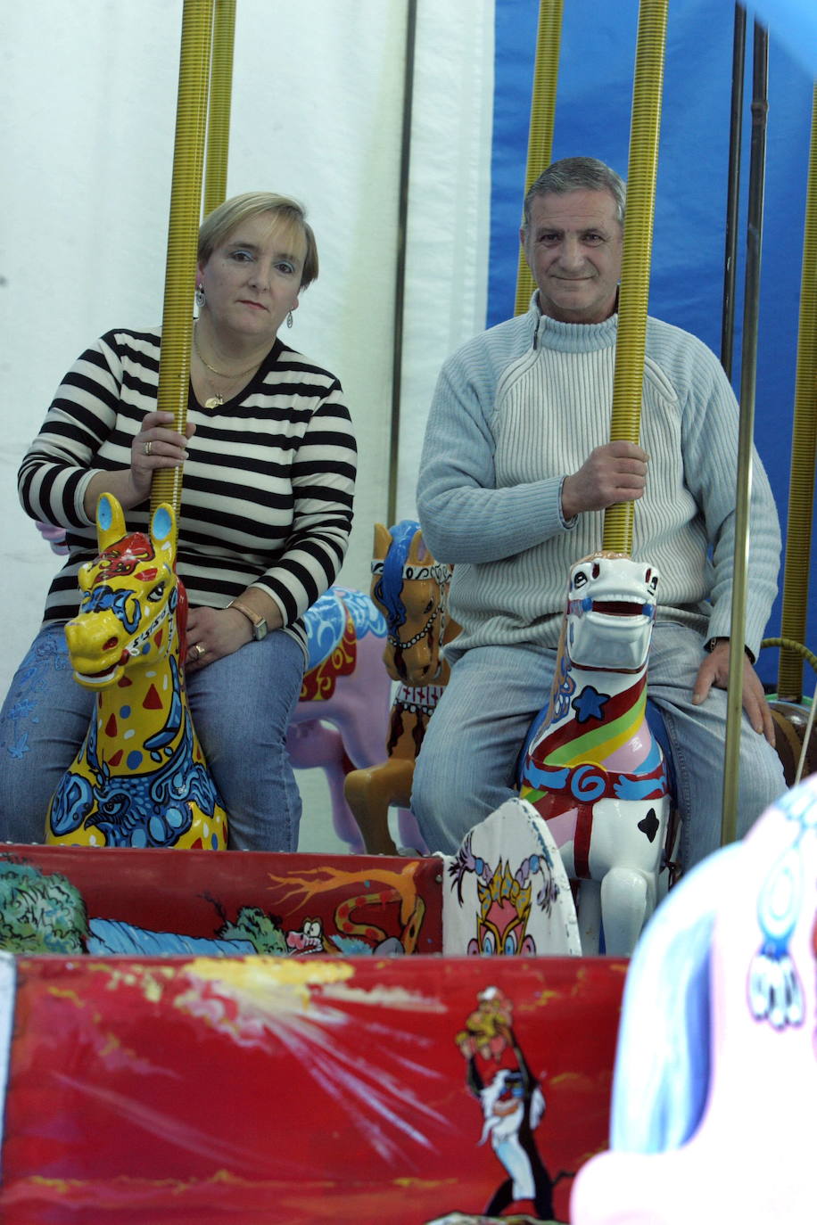 06/02/2008. María Amparo Sánchez y José Penagos, propietarios del carrusel en el años 2008.