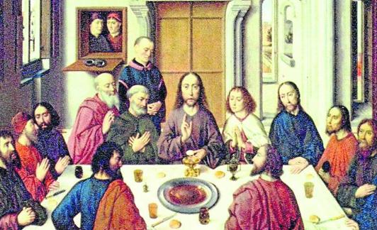 Escena del Tríptico de la Última Cena, de Dieric Bouts (1464-1468), San Pedro de Lovaina. dm