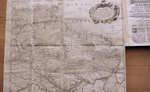 Mapa Coro-gráfico de la Nueva Andalucía. En «Historia coro-graphica natural y evangélica de la nueva andalucia, provincias de cumaná, guayana y vertientes del río orinoco» de Antonio Caulín Aguazil, Madrid ,1779.