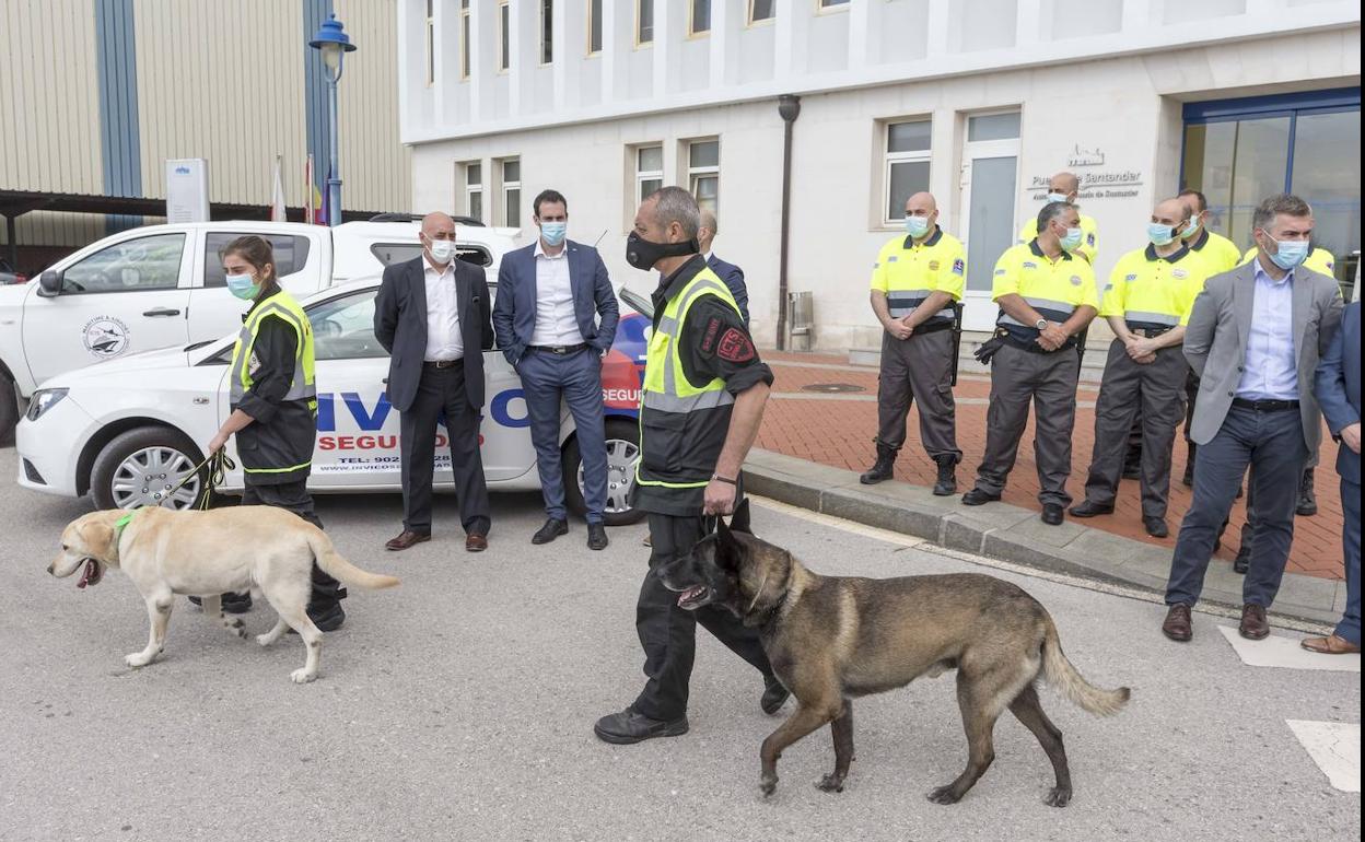 Los siete nuevos agentes contratados por el Puerto cuentan con perros amaestrados para la detección de personas. 