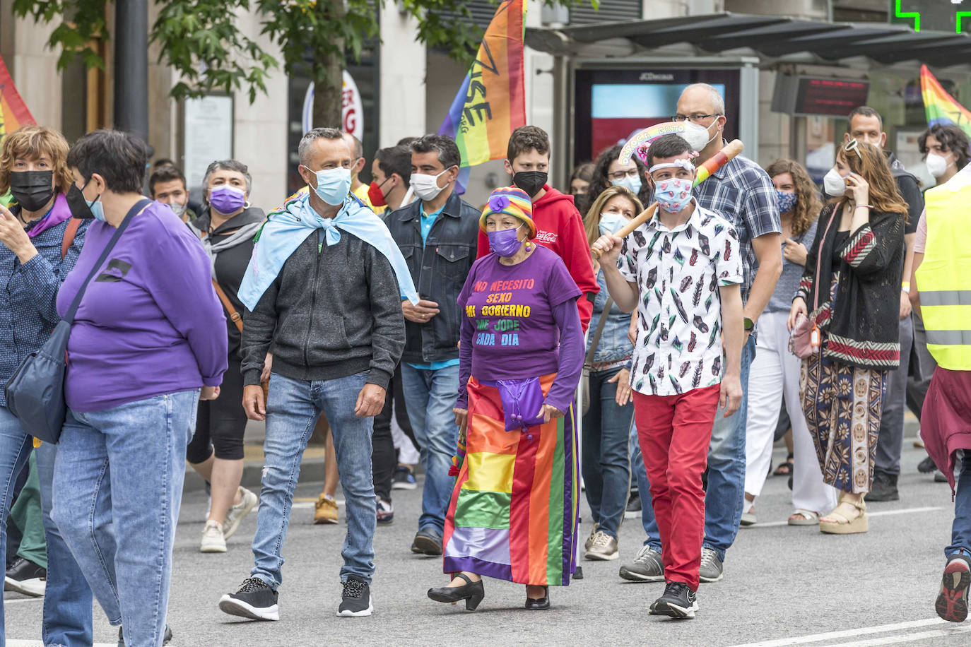 El acto central de la semana LGTBI, que el año pasado no se celebró por la pandemia, grita en Santander a favor de la tolerancia y contra «el odio de la ultraderecha»