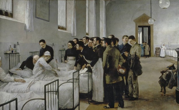 'Una sala del hospital durante la visita del médico en jefe', de Luis Jiménez Aranda. 