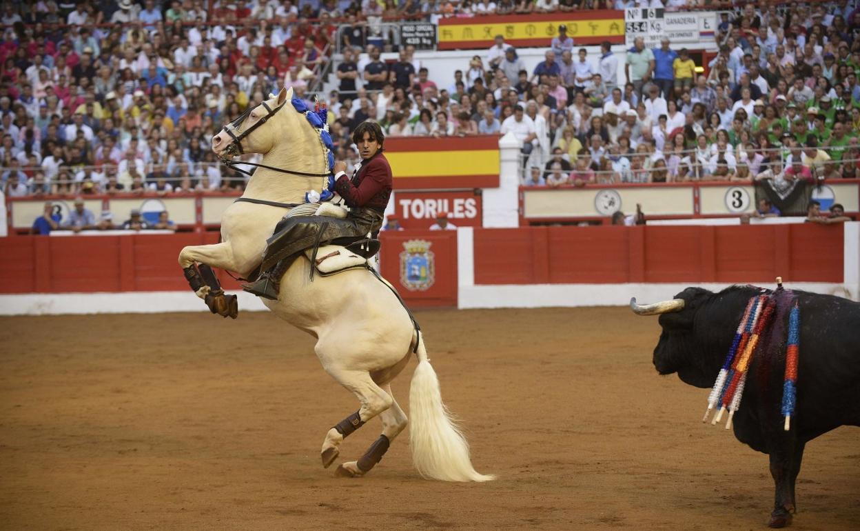 Última actuación de Diego Ventura en la plaza de Cuatro Caminos, en 2019, cuando cortó dos orejas. 