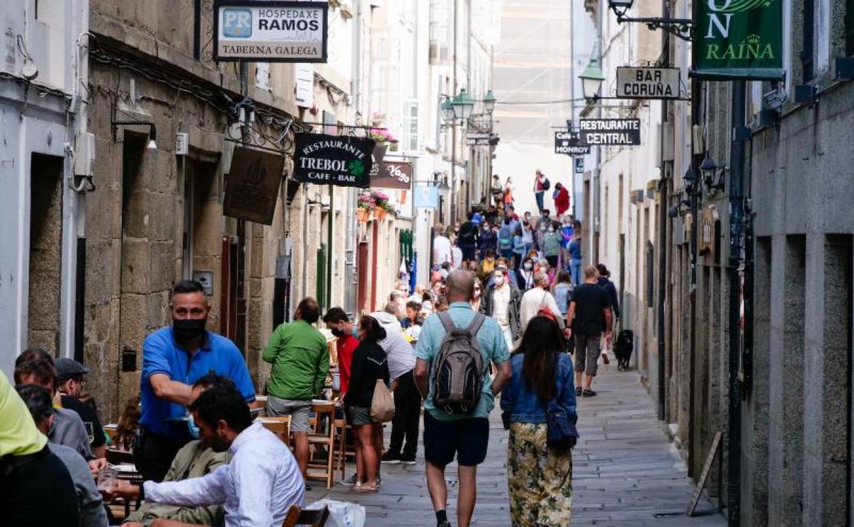 Una calle de hostelería en Santiago de Compostela. 