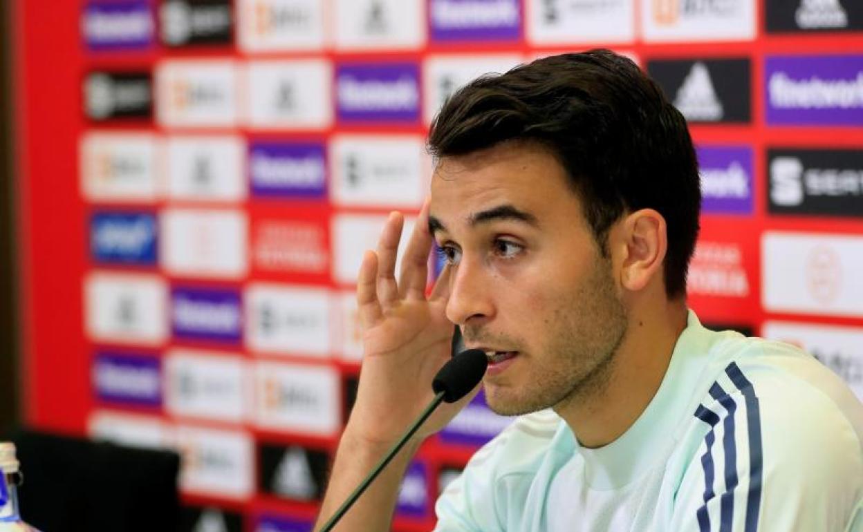 Eric Garcia, central del Barça y de la selección española, durante su comparecencia en Las Rozas. 