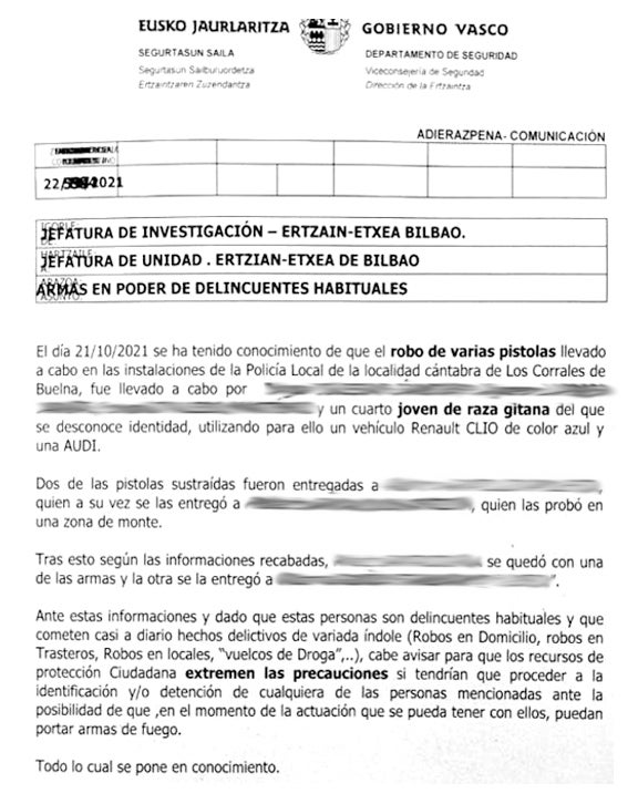 Imagen - Comunicado de la Ertzaintza.