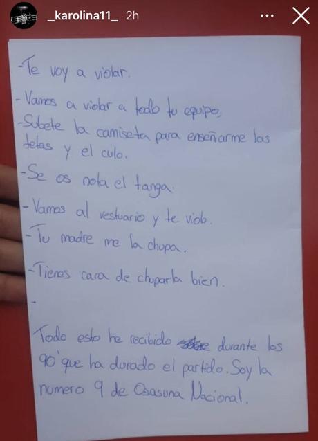 Imagen - Nota escrita por la jugadora denunciante.