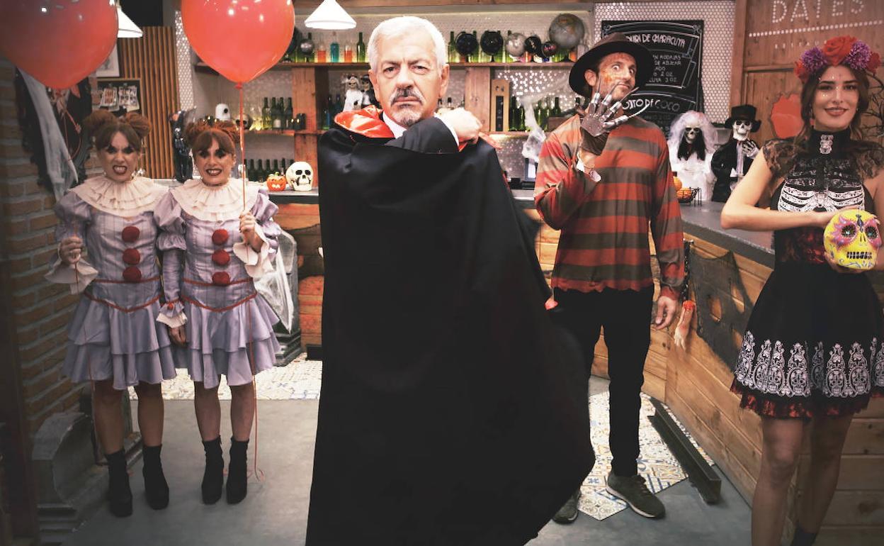 Carlos Sobera caracterizado de Drácula.