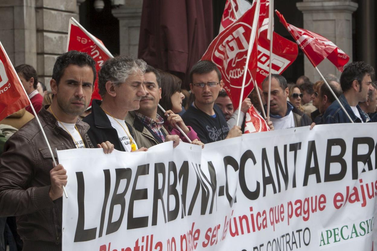 Movilizaciones de los empleados de Liberbank, que ahora forman parte de la plantilla de Unicaja. 