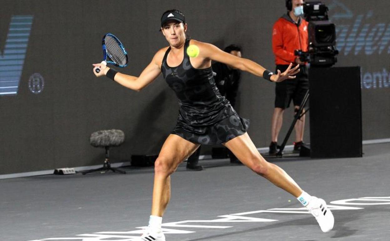 Garbiñe Muguruza, en su primer partido en el Masters femenino. 