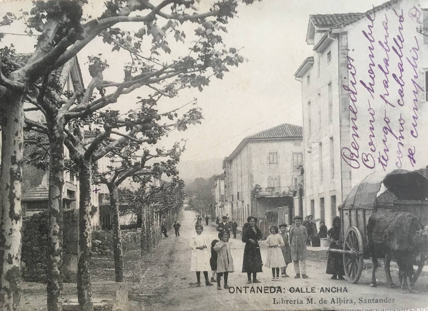 Calle ancha por donde hoy discurre la N-623 en Ontaneda