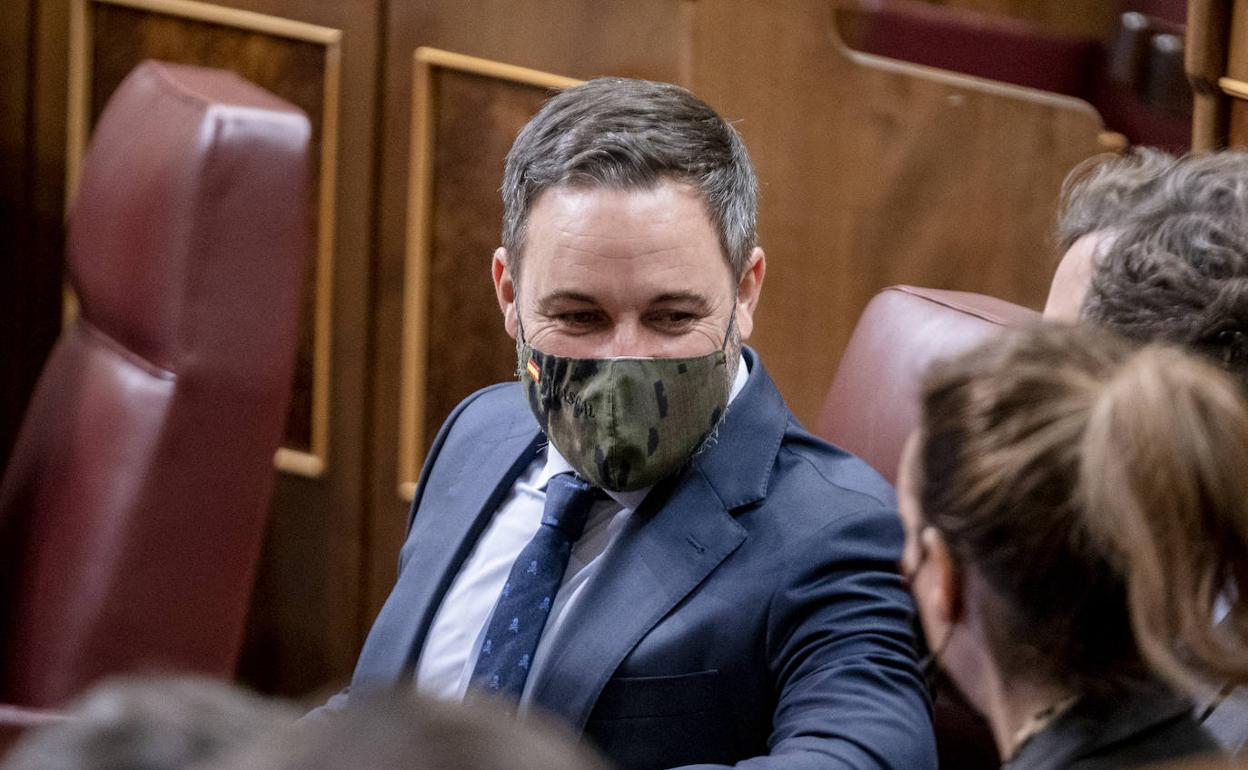 El líder de Vox, Santiago Abascal en el Congreso.