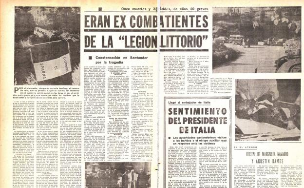 Imagen. Páginas de El Diario Montañés del 21 de mayo de 1971, un día después del trágico accidente en la conocida 'curva de los italianos'. 