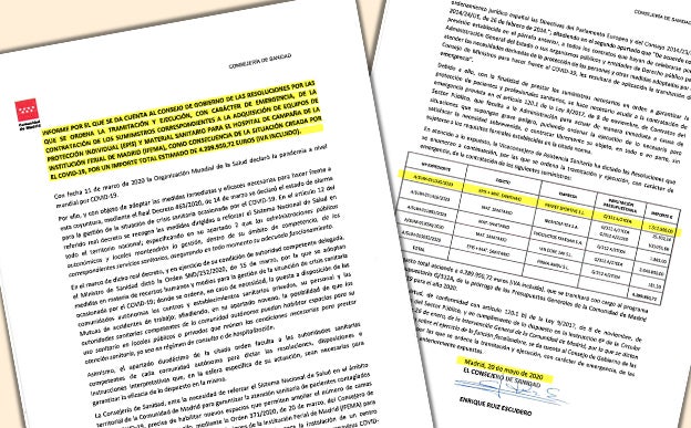 Ayuso fue informada al mes siguiente de la adjudicación de las mascarillas