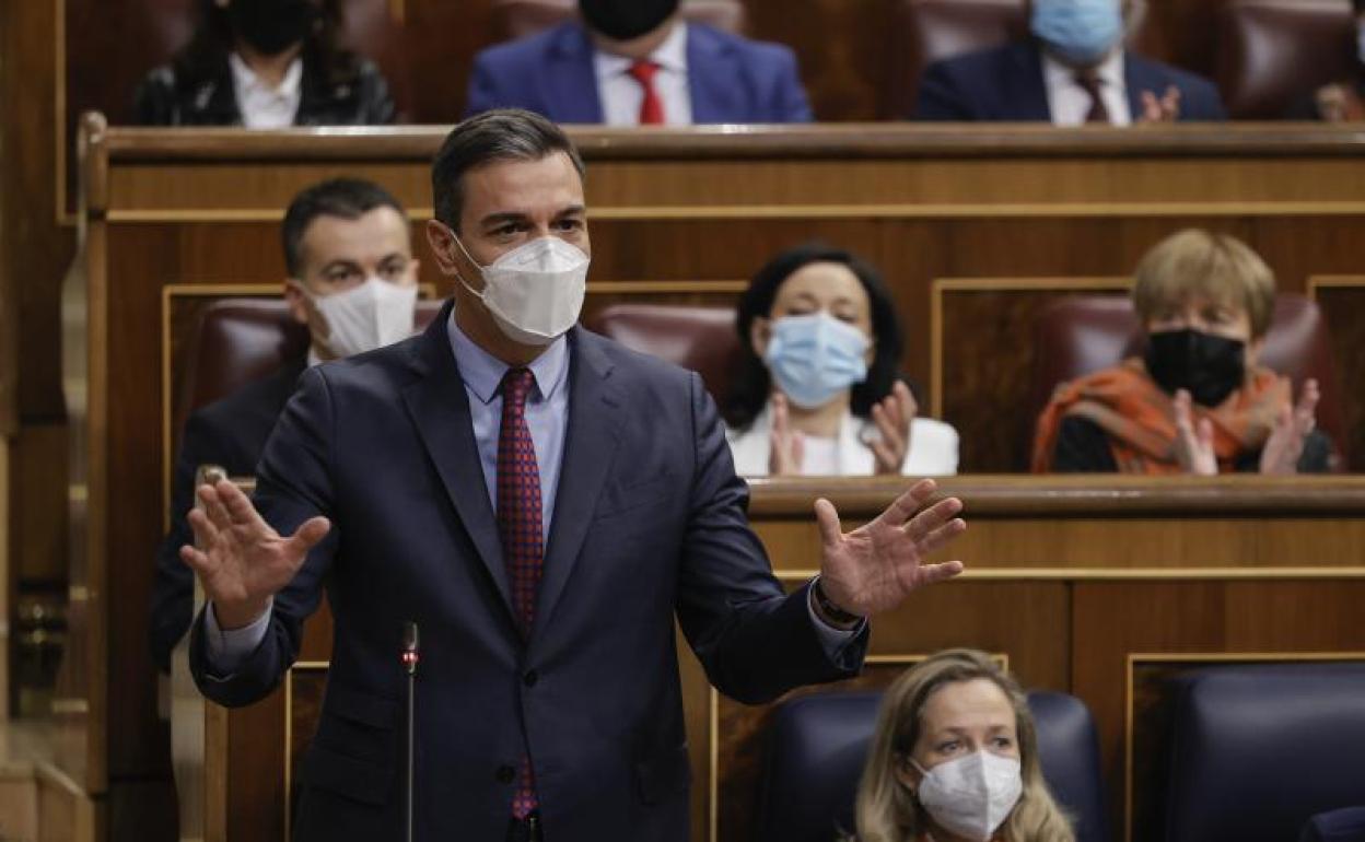 El presidente del Gobierno, Pedro Sánchez, durante la sesión de control al ejecutivo este miércoles en el Congreso.