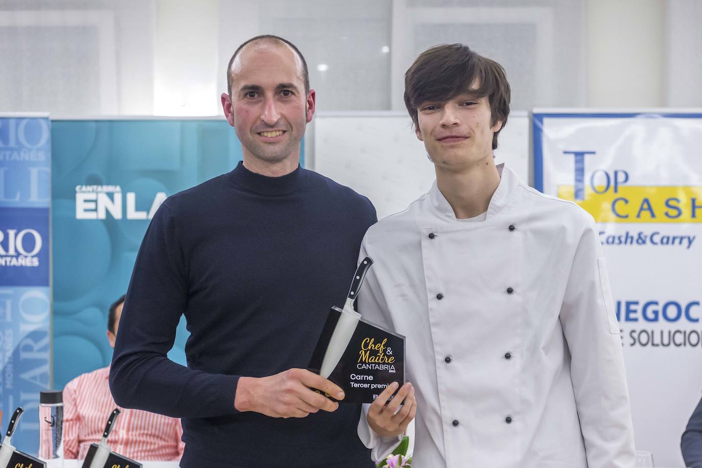 Manuel Quintana, de Carnicerías Quintana, con Javier Santiago, tercer premio en categoría de Carnes