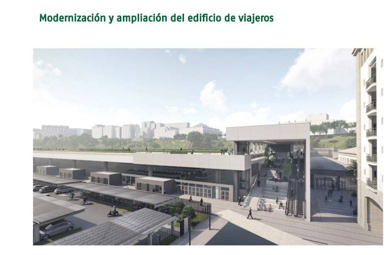 Las imágenes se corresponden a simulaciones de Adif para mostrar su idea de cómo quedaría la reordenación de las estaciones en Santander. Hay que tener en cuenta que la urbanización de la losa es competencia del Ayuntamiento por lo que las imágenes son una figuración de la empresa de transportes sin un proyecto aún definido