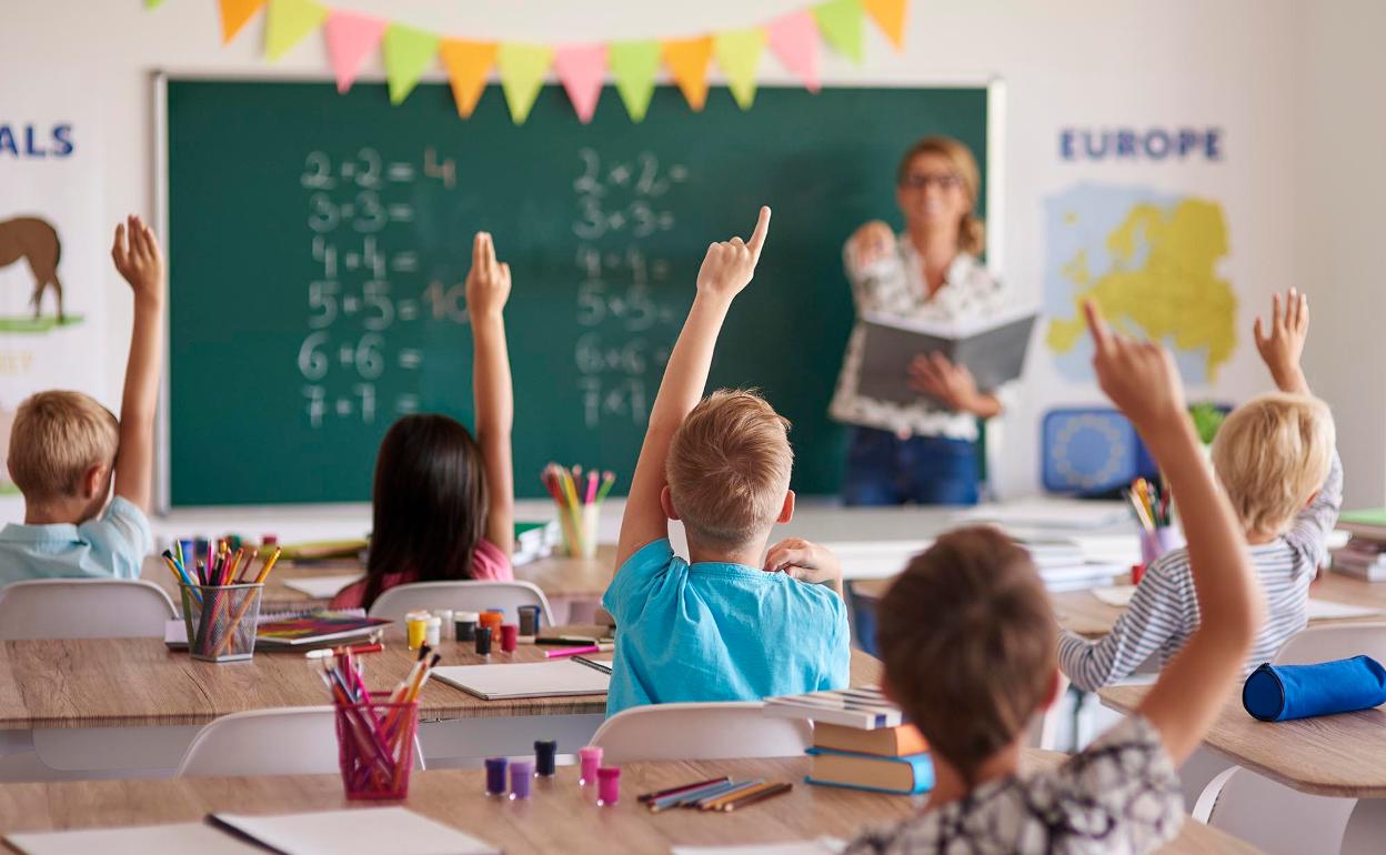 Grupo de escolares en plena clase.