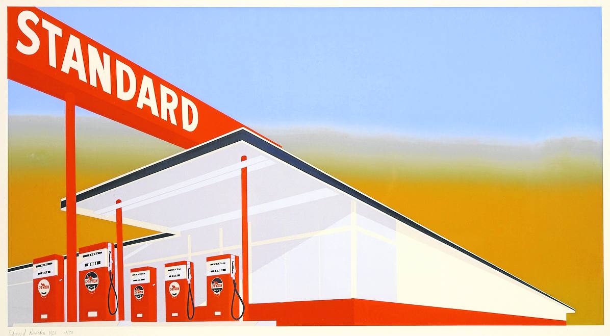 Edward Ruscha Gasolinera Standard (Standard Station), 1966. Serigrafía de 7 coloreszo. 