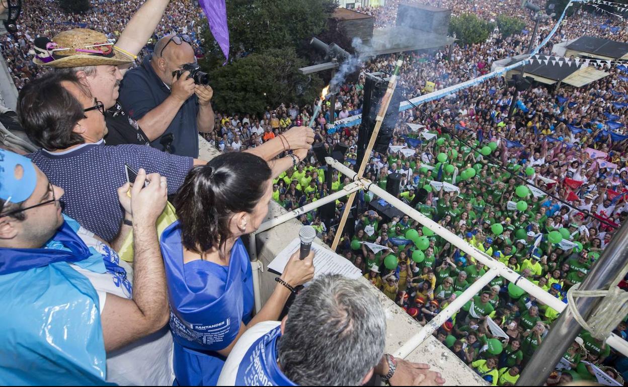 Imagen del último chupinazo de Santiago, en julio de 2019.