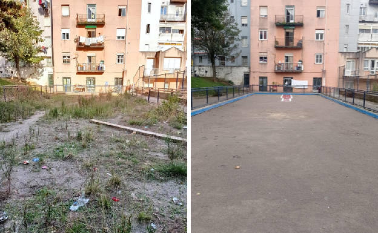 El antes y el después de la rehabilitación de la bolera.