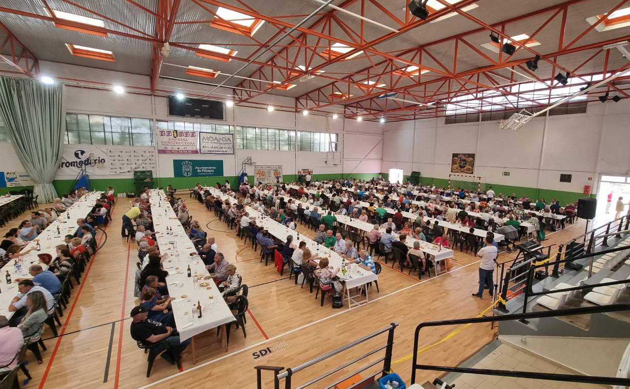 El pabellón Fernando Expósito de Renedo reunió a centenares de personas para participar de la comida popular por San Antonio.