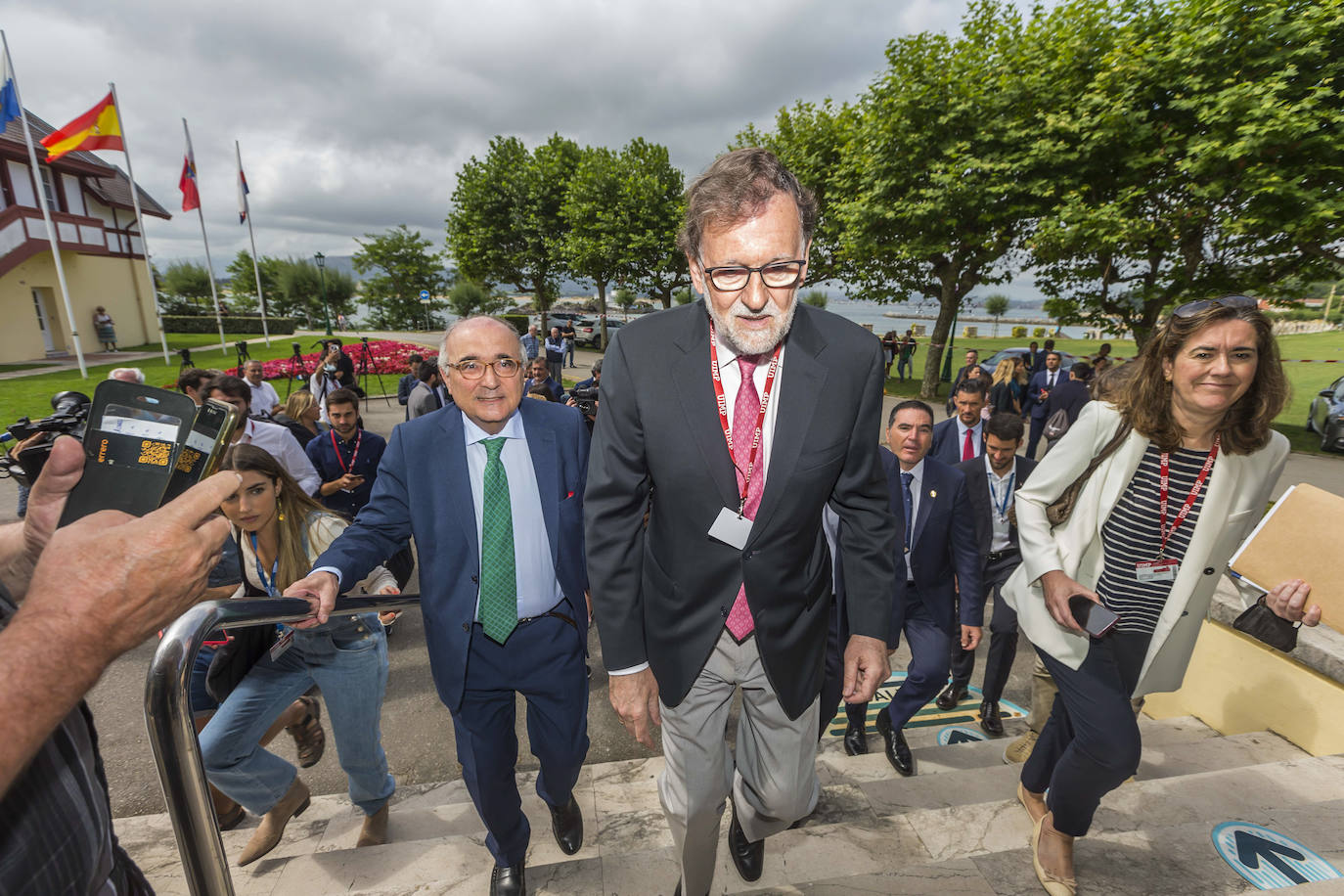 Mariano Rajoy llegando al Paraninfo de la Universidad Internacional Menéndez Pelayo. 