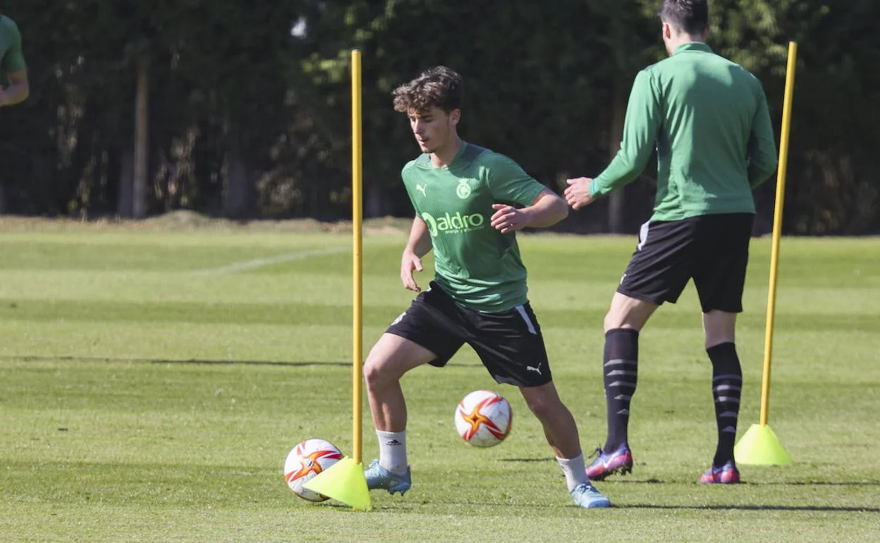 Yeray en un entrenamiento del club verdiblanco.